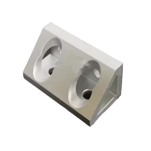 Conector de bloque triangular de ángulo recto, perfil 4080. 4 orificios. Gris