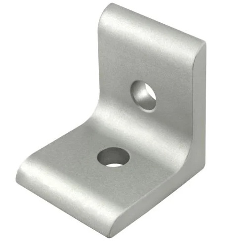 Unión plana en ángulo 90° para perfiles 4040. 2 orificios. Gris