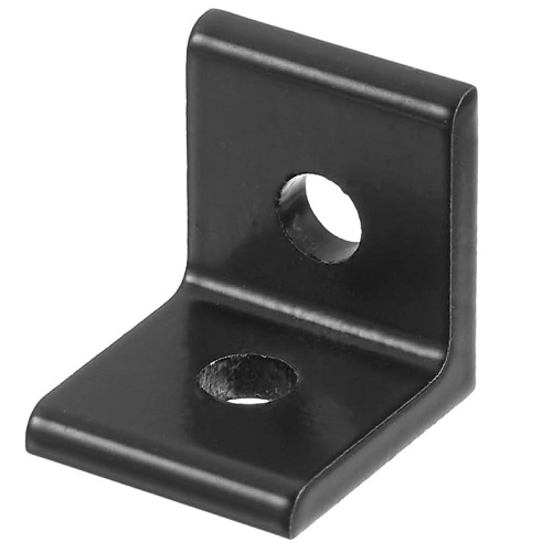 Unión plana en ángulo 90° para perfiles 4040. 2 orificios. Negro