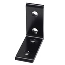 Unión plana en ángulo 90° para perfiles 4040. 4 orificios. Negro