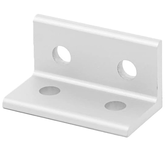 Unión plana en ángulo 90° para perfiles 4080. 4 orificios. Gris