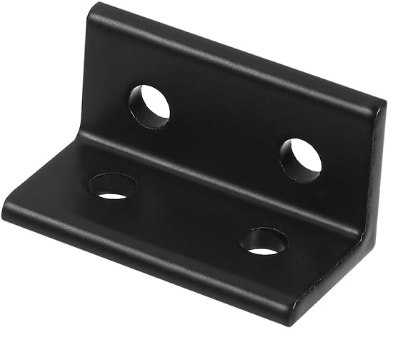 Unión plana en ángulo 90° para perfiles 4080. 4 orificios. Negro