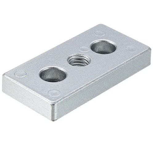 Unión para perfil de aluminio 2040 con anclaje para pata o rueda. M8. Gris