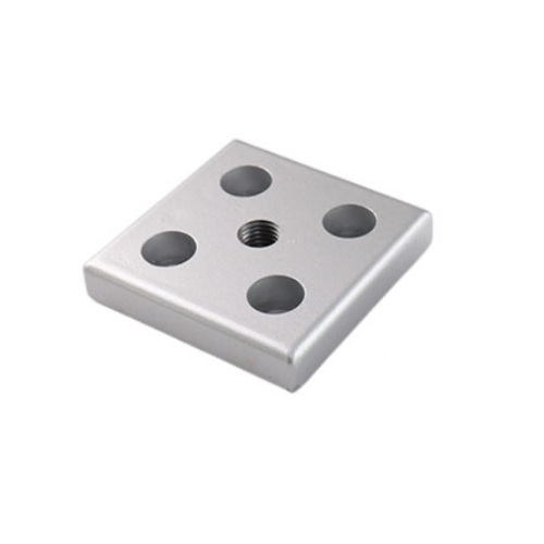 Unión para perfil de aluminio 4040 con anclaje para pata o rueda. M6. Gris