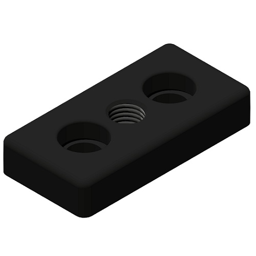 Unión para perfil de aluminio 2040 con anclaje para pata o rueda. M8. Negro