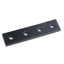 Placa de unión para perfil 2020. 4 orificios. Negro