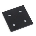Plato de unión para perfil 2040. 4 orificios. Negro