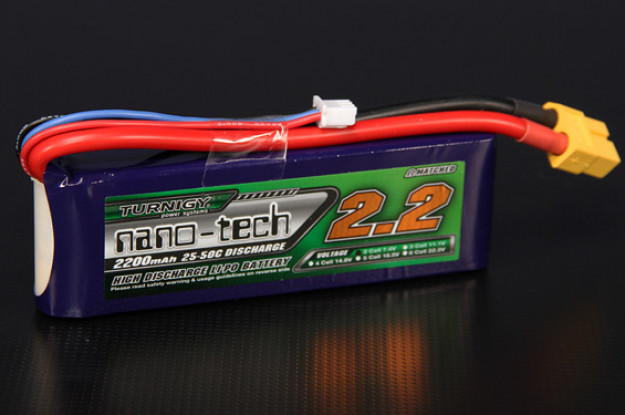 Turnigy nano-tech 2200mah 2S 25 ~ 50C Lipo Pack de Turnigy nano-tech 2200mah 2S 25 ~ 50C Lipo