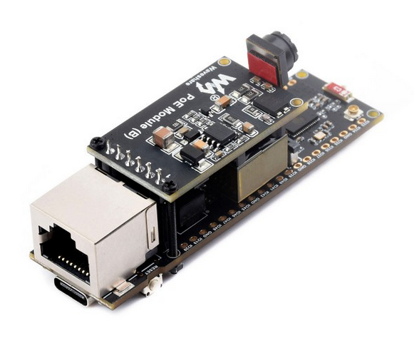Placa de desarrollo ESP32-S3 ETH, puerto Ethernet RJ45 10/100 Mbps. Con módulo PoE y cámara OV2640