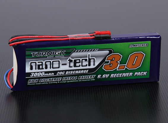 Batería LiFePo4 6.6V 3000mAh 2S1P 20C. Turnigy nano-tech
