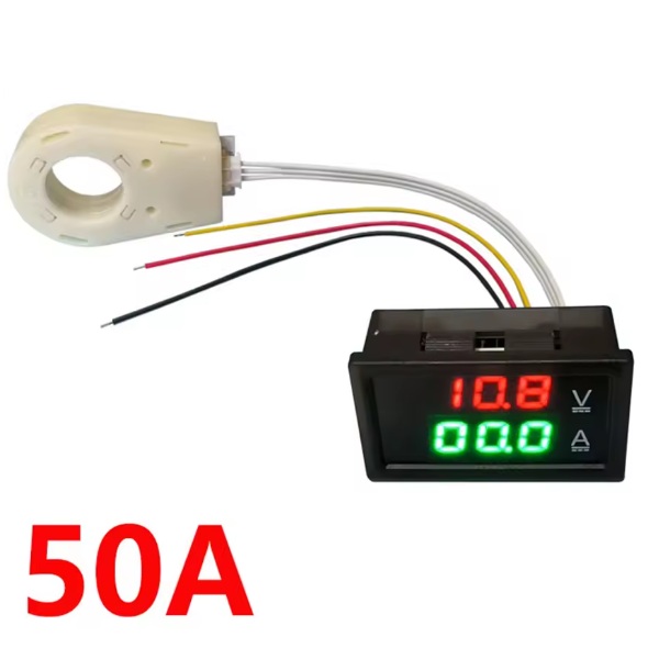 Medidor Voltímetro-Amperímetro DC. 300V, 50A