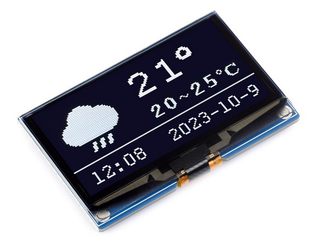 Módulo de pantalla OLED de 2,42 pulgadas, resolución de 128×64, comunicación SPI/I2C