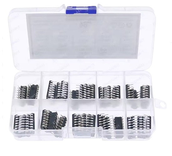 Kit de circuitos integrados. Compuertas lógicas 74HC, Schmitt triger. 50 unidades