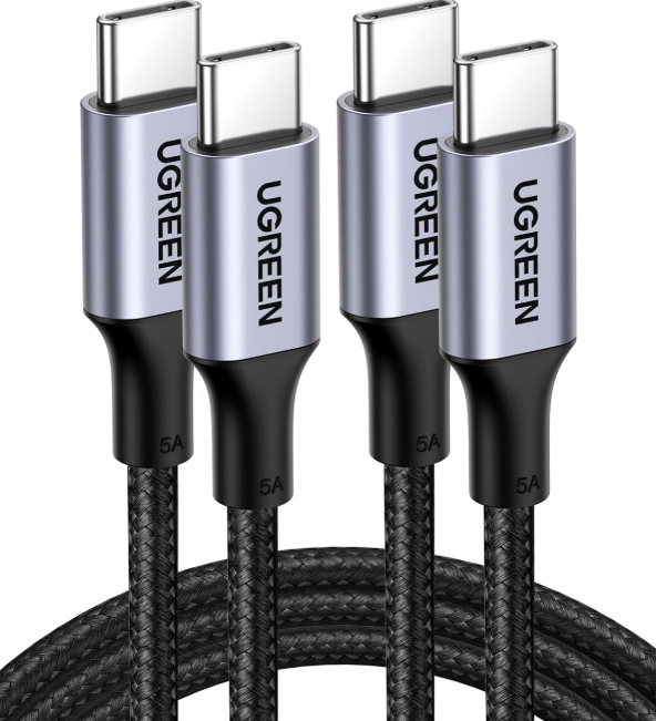 UGREEN Cable USB C a USB C, Certificado alta velocidad.  Paquete de 2 cables