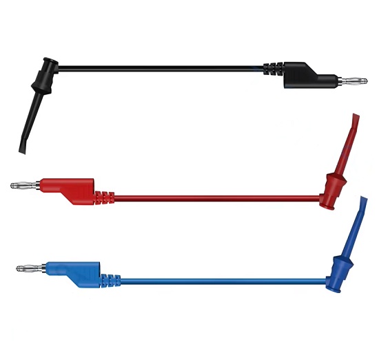 Kit de 3 cables banana a pinzas para pruebas. 3 colores