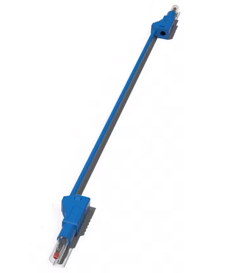 Cable banana a banana con conector aislado retráctil. Azul