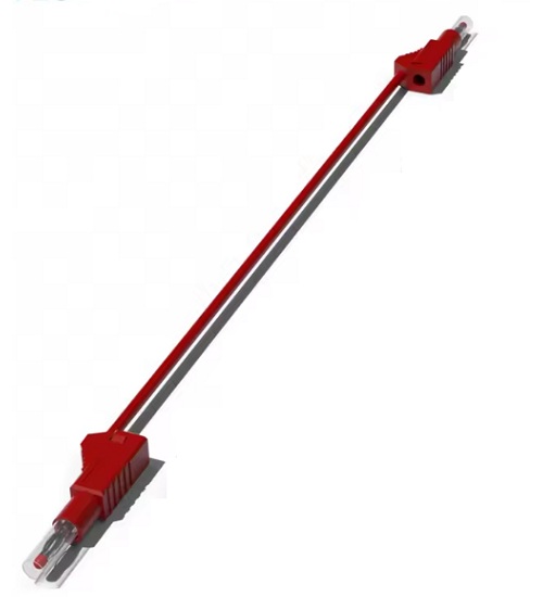 Cable banana a banana con conector aislado retráctil. Rojo