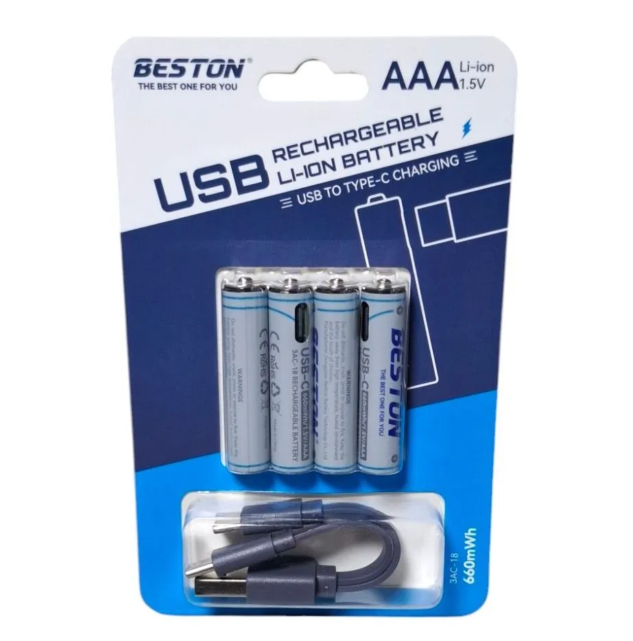[BST-3AC-18] Baterias Li-ion recargables AAA x 4. 660mWh/1.5V