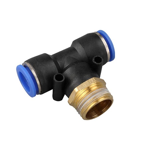[PB4-02] Acople rápido en T roscado para tubo de aire de 4mm PB