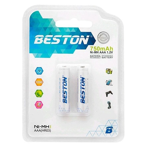 [BST-AAA750X2] Pilas recargables AAA 750mAh x 2. BESTON