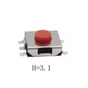 Botón pulsador rojo. 6.2x6.2mm. 5 pines, SMD