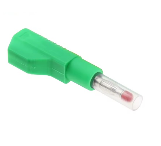 Conector banana aislado retráctil. Verde