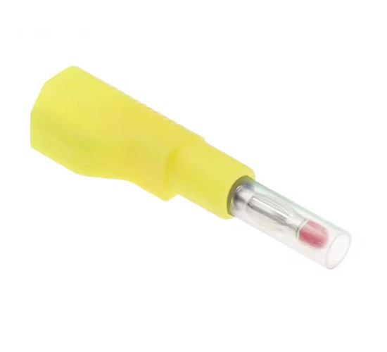 Conector banana aislado retráctil. Amarillo