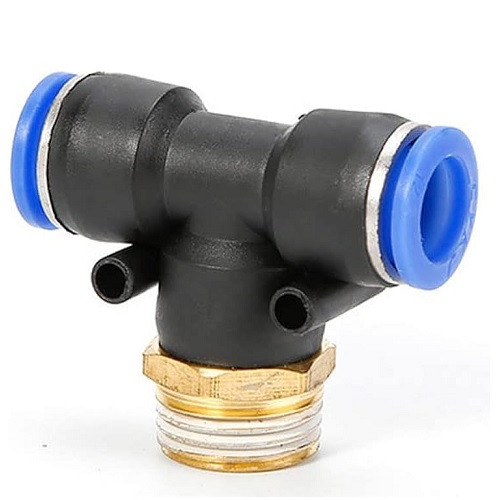Acople rápido en T roscado para tubo de aire de 12mm. PB