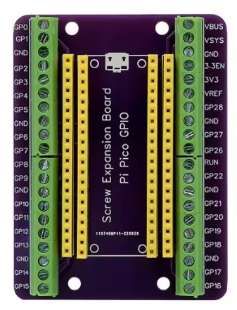 Shield de expansión con borneras GPIO para Raspberry Pico. Sin ensamblar