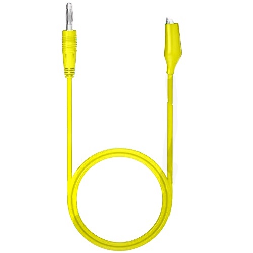 Cable banana-caimán. 4mm, 15A. Amarillo