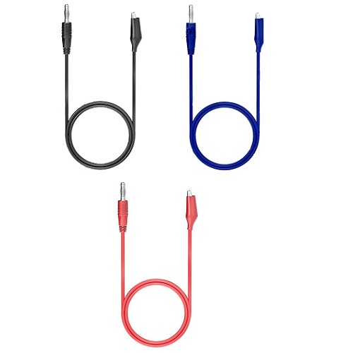 Kit de 3 cables banana-caimán. 15A
