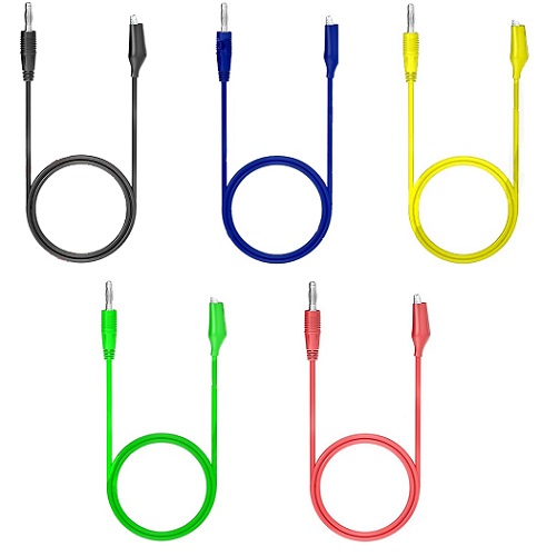 Kit de 5 cables banana-caimán. 15A