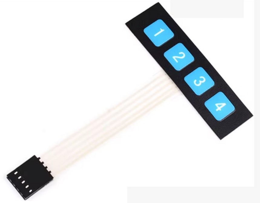 Teclado matricial de membrana 4 teclas numeradas