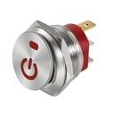 Suiche balancín metálico 3 pines 2 posiciones. Con logo, 220V, 16mm. Rojo