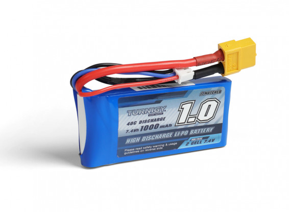 Batería LiPo 7.4V 1000mAh Turnigy, 2S, 40C con conector XT60