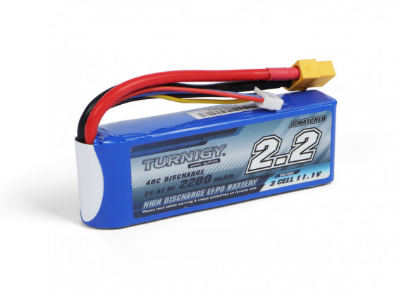 Batería LiPo 11.1V 2200mAh Turnigy, 3S, 40C con conector XT60