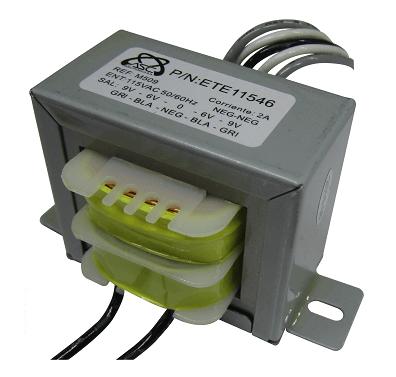 Transformador de voltaje con secundario 6VAC-0-6VAC, 9VAC-0-9VAC, 2A