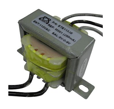 Transformador de voltaje con secundario 9ACV-0-9VAC, 200mA