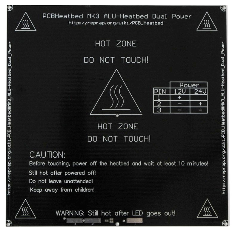 Cama caliente MK3 aluminio cuadrada imp 3D