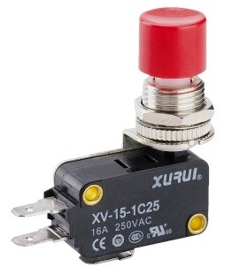 Pulsador 3 pines botón ROJO - 15A