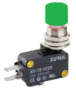 Pulsador 3 pines botón VERDE - 15A