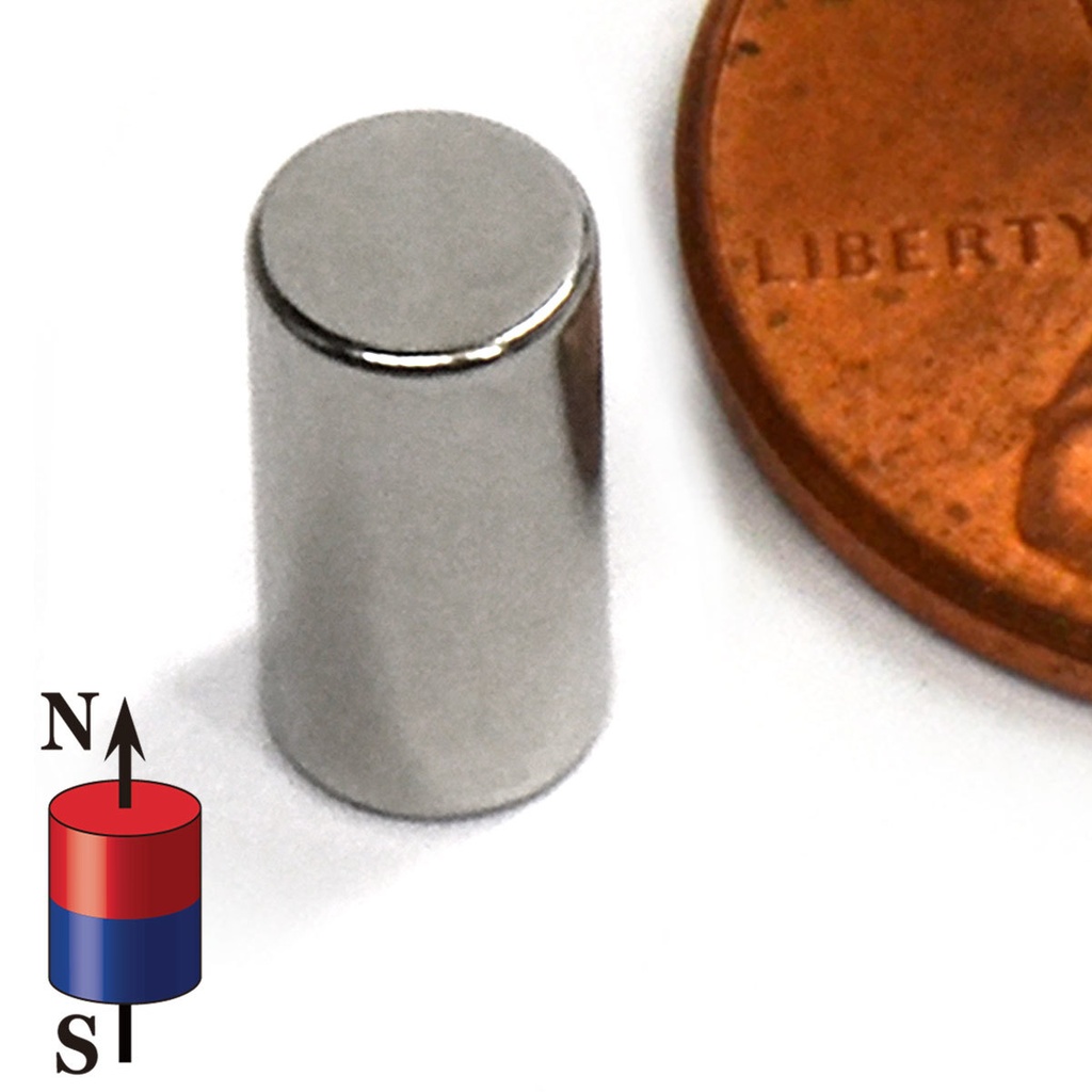 Imán de neodimio N45 4.76x9.5mm