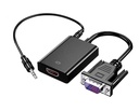 Cable convertidor VGA a HDMI con audio. Color negro