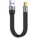 Cable de datos USB-A a USB-C ultra corto flexible. 13 cm
