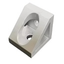 Conector de bloque triangular de ángulo recto, perfil 2020. 2 orificios. Gris