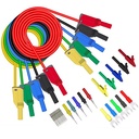 Kit de 5 cables banana a banana aisladas y conectores. 5 colores