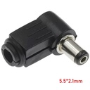 Conector Plug DC en ángulo. 5.5x2.1mm