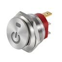 Suiche balancín metálico 3 pines 2 posiciones. Con logo, 12V, 16mm. Blanco